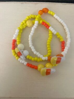 Candy Corn Trio Bracelet Set - Yellow, White & Orange